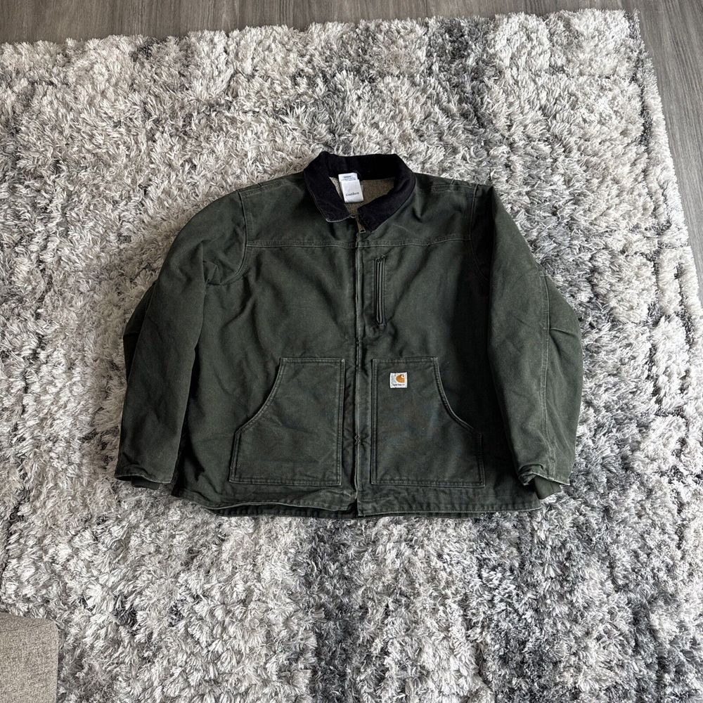 Vintage Carhartt Canvas Jacket Women's 2XL Hunter Green Lined WC061 MOS Y2K